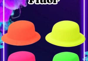 Sombrero Bombín plástico flúor - x6