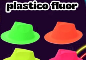 Gorro cowboy plástico flúor - X6 unidades
