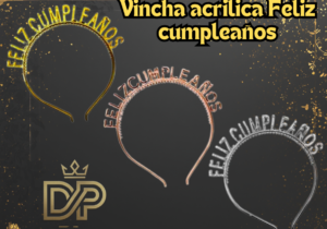 Vincha acrilica Feliz cumpleaños x1