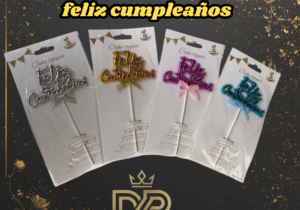 Topper cake 3D feliz cumpleaños x1